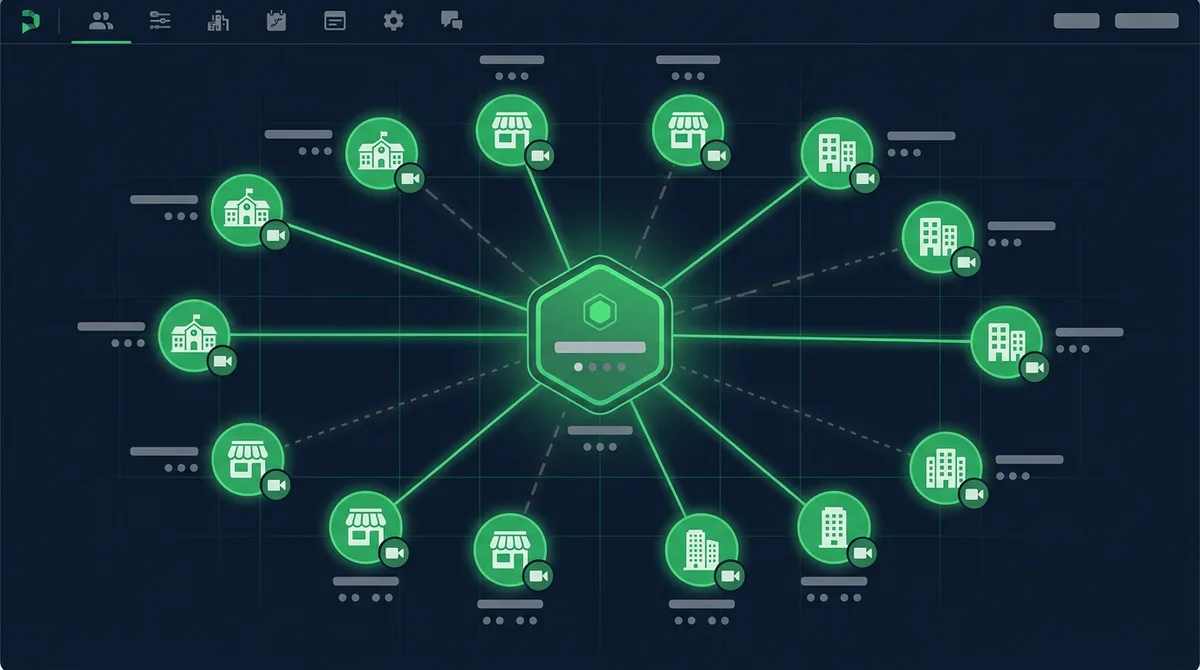 Network view of connected organizations and their registered cameras