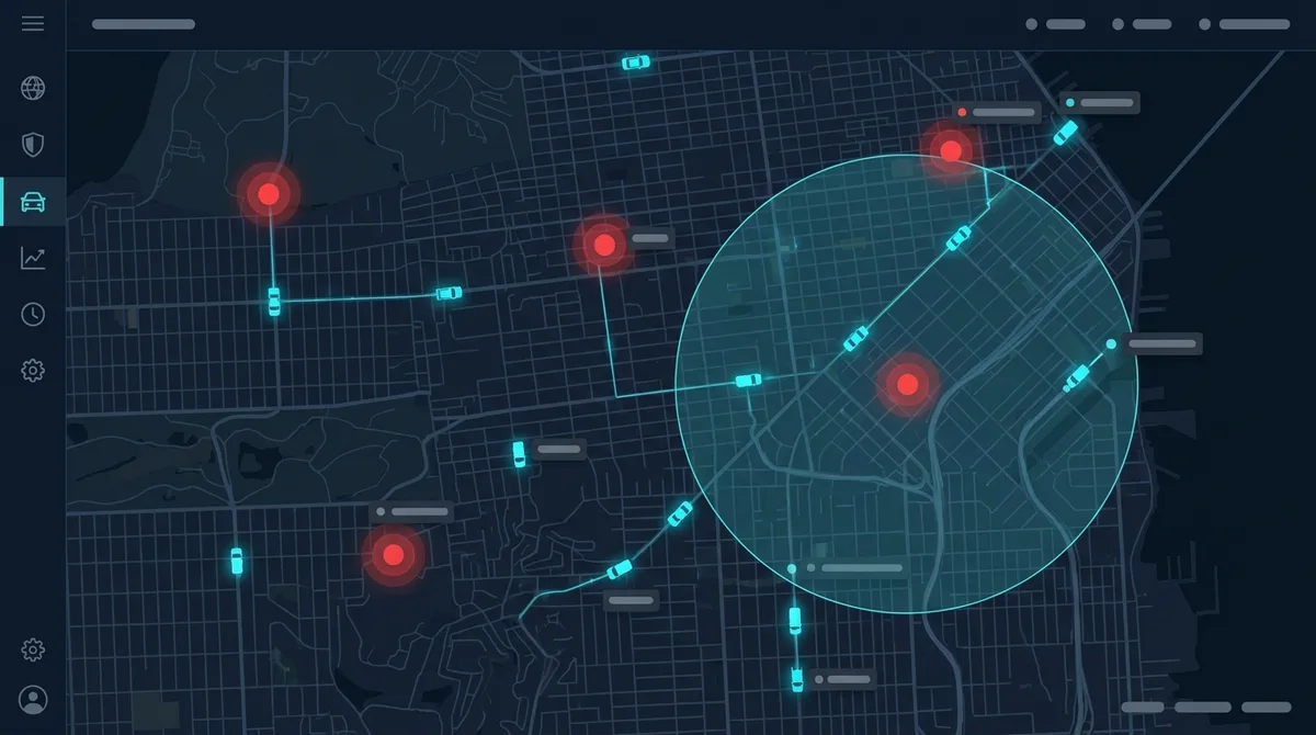 Operational GIS map with live incidents, units, and camera locations