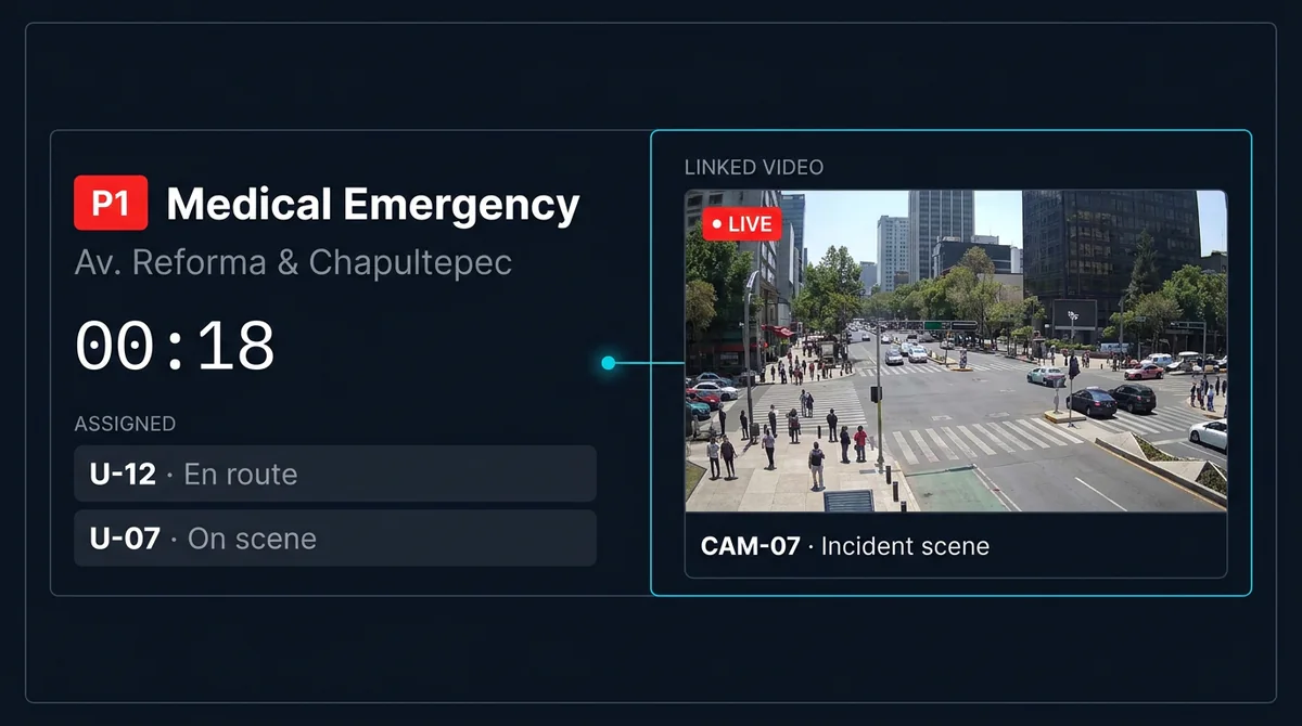 Live video surfaced directly inside CAD and dispatch workflows